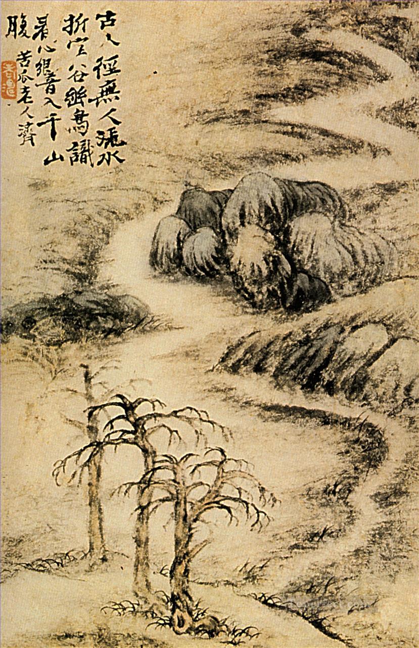 Shitao Creek en invierno 1693 tinta china antigua Pintura al óleo